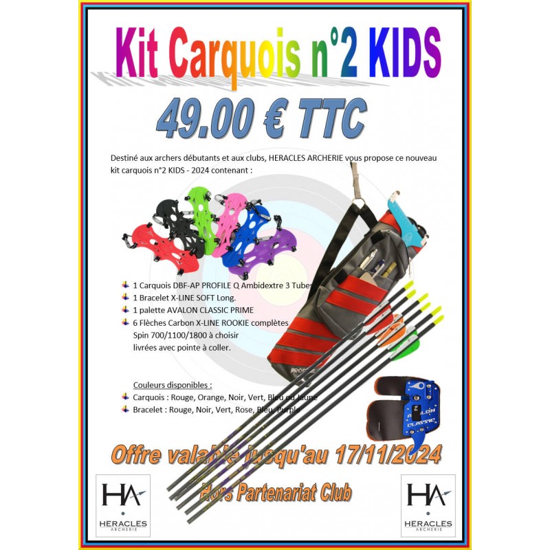 HERACLES ARCHERIE FRANCE KIT CARQUOIS ARC CLASSIQUE RENTREE 2024 KIDS BORDEAUX MENETROL