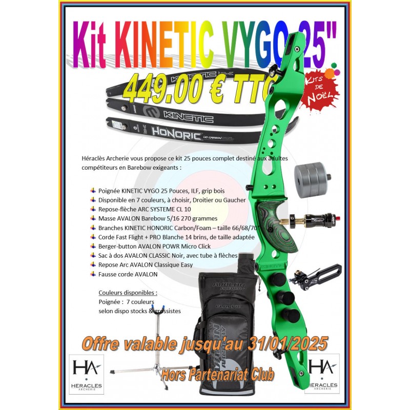 HERACLES ARCHERIE KIT DE NOEL 2024 KINETIC VYGO BAREBOW 25 POUCES LA BREDE MENETROL BRANCHES HONORIC CARBON FOAM COMPETITION